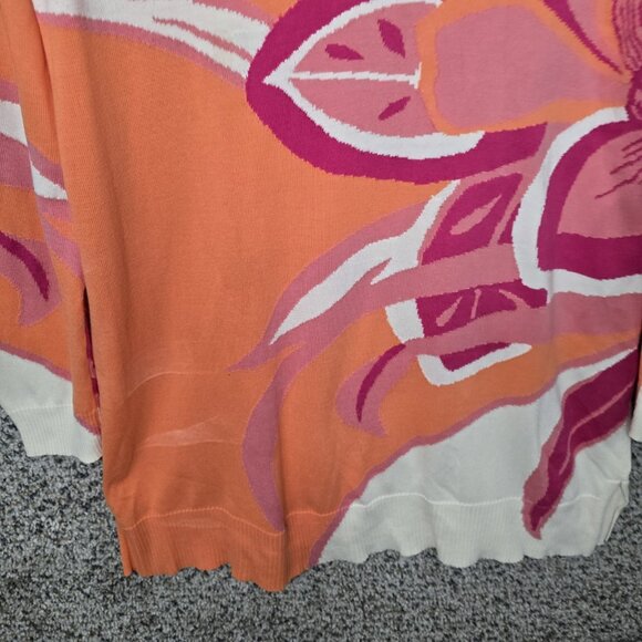 Chicos Top Womens 1 US Medium Orange Knit Tunic Scoop Neck Casual Ladies - Picture 5 of 7